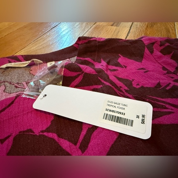Soft Surroundings Women’s Oceo Gauze Tunic Top Tropical Fuchsia Pink Size 3X NWT - Picture 11 of 16